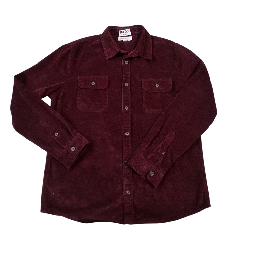 Aeropostale Ribbed Corduroy Mens sz Large Casual Fall Preppy Button‎ Down Shirt